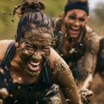 Group of athletes tackling obstacles together at an OCR race