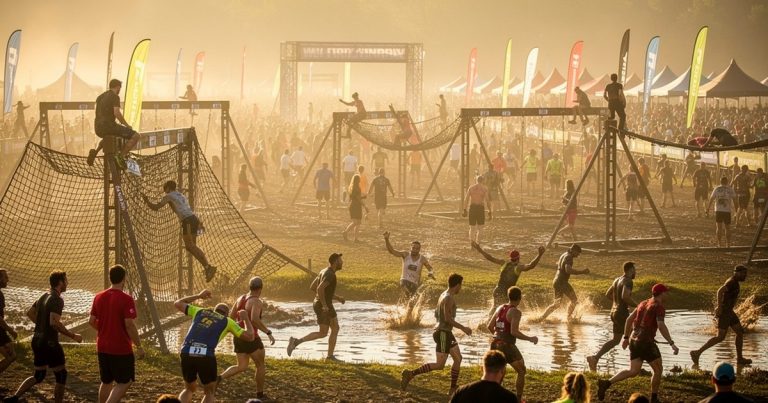 Athletes and spectators at a regional independent OCR race event festival